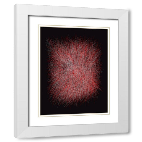 Strokes I White Modern Wood Framed Art Print with Double Matting by Sina