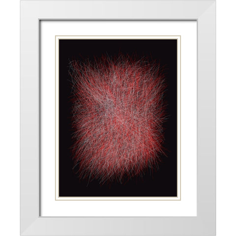 Strokes I White Modern Wood Framed Art Print with Double Matting by Sina