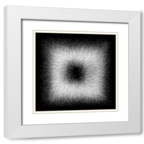 Strokes III White Modern Wood Framed Art Print with Double Matting by Sina