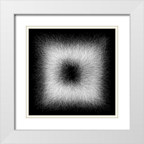 Strokes III White Modern Wood Framed Art Print with Double Matting by Sina