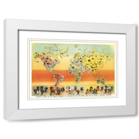 Climatic Chart of the World - 1893 White Modern Wood Framed Art Print with Double Matting by Yaggy, Levi Walter
