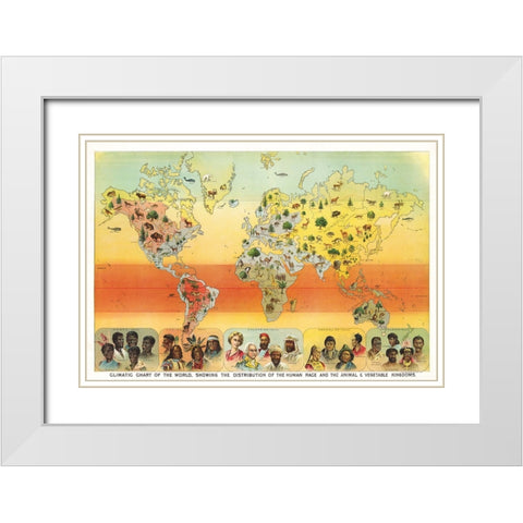 Climatic Chart of the World - 1893 White Modern Wood Framed Art Print with Double Matting by Yaggy, Levi Walter