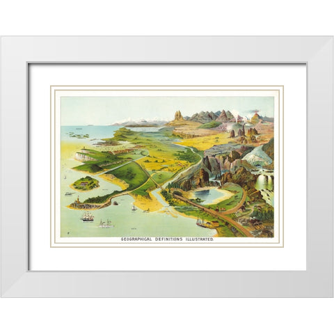 Geographical Definitions Illustrated - 1893 White Modern Wood Framed Art Print with Double Matting by Yaggy, Levi Walter