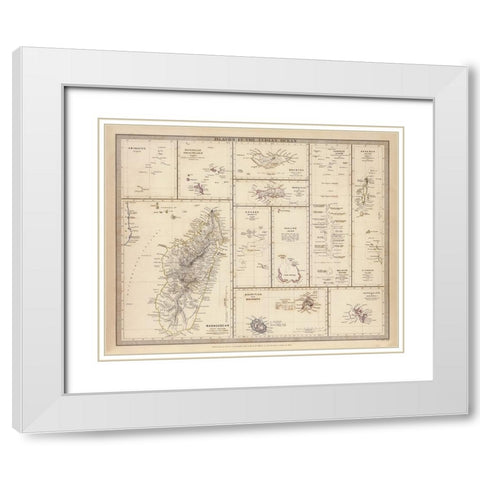 Islands in the Indian Ocean - 1844 White Modern Wood Framed Art Print with Double Matting by CAG