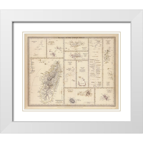 Islands in the Indian Ocean - 1844 White Modern Wood Framed Art Print with Double Matting by CAG