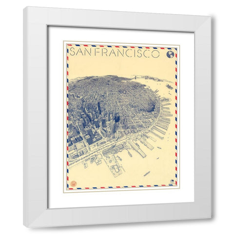 Map of San Francisco - 1912 White Modern Wood Framed Art Print with Double Matting by CAG