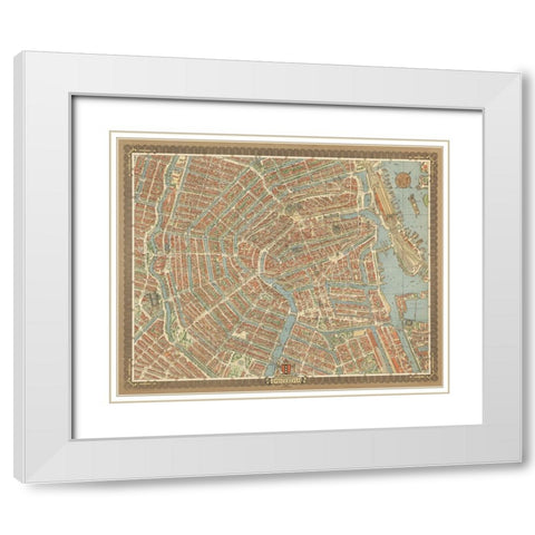 Map of Amsterdam, 1956 White Modern Wood Framed Art Print with Double Matting by CAG