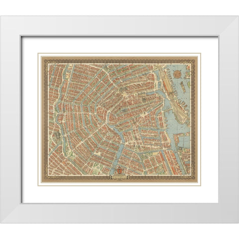 Map of Amsterdam, 1956 White Modern Wood Framed Art Print with Double Matting by CAG