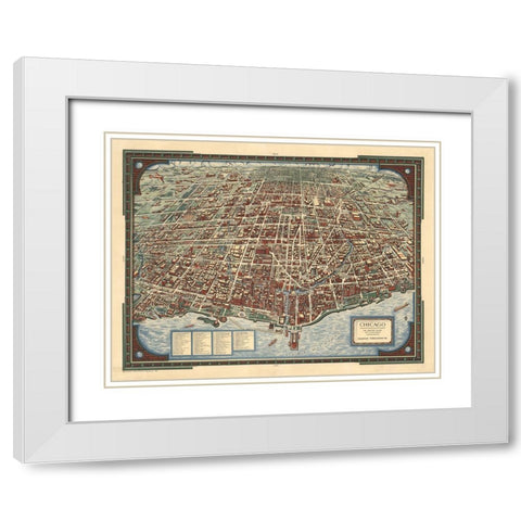 Map of Chicago, 1938 White Modern Wood Framed Art Print with Double Matting by CAG