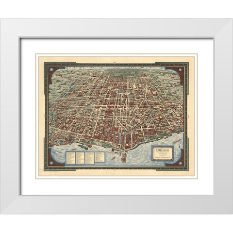 Map of Chicago, 1938 White Modern Wood Framed Art Print with Double Matting by CAG