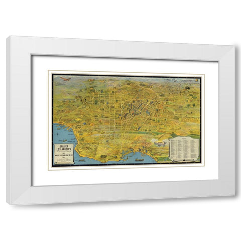 Map of Los Angeles, 1932 White Modern Wood Framed Art Print with Double Matting by CAG