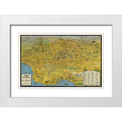 Map of Los Angeles, 1932 White Modern Wood Framed Art Print with Double Matting by CAG