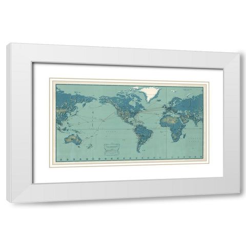 Pan American World Airways Map II White Modern Wood Framed Art Print with Double Matting by CAG