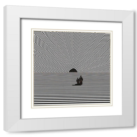 Horizon White Modern Wood Framed Art Print with Double Matting by Wonder, Howie