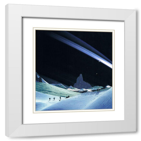 Distant White Modern Wood Framed Art Print with Double Matting by Wonder, Howie