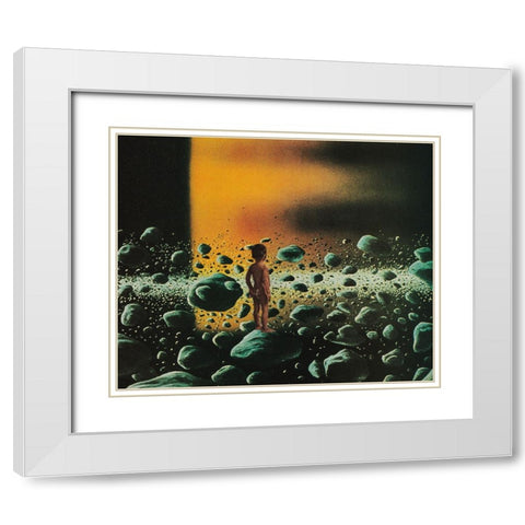 Rings of Saturn White Modern Wood Framed Art Print with Double Matting by Wonder, Howie