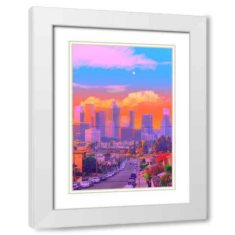 Fire Sunset White Modern Wood Framed Art Print with Double Matting by Orozco, Danner