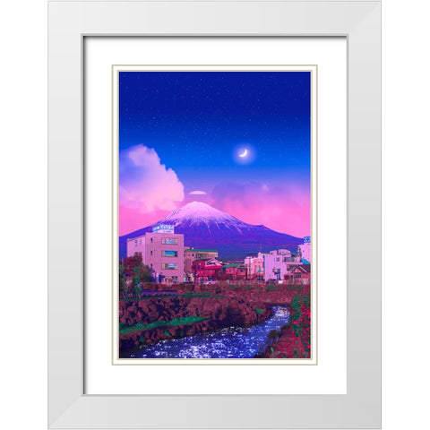Fujisan White Modern Wood Framed Art Print with Double Matting by Orozco, Danner