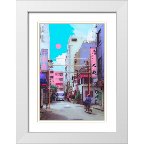 Kyoto Pastel City White Modern Wood Framed Art Print with Double Matting by Orozco, Danner