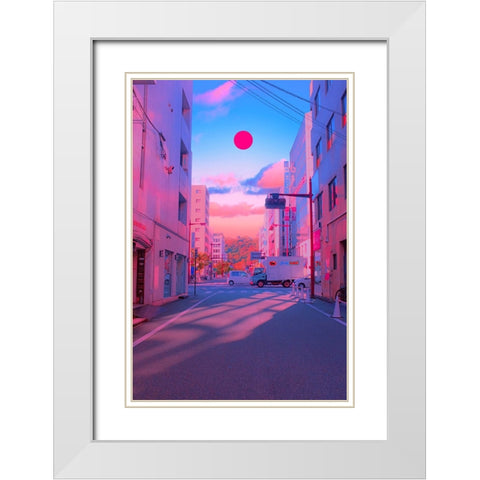 Matsuyama Pastel Sunset White Modern Wood Framed Art Print with Double Matting by Orozco, Danner