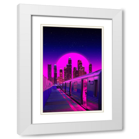 Neon City Train White Modern Wood Framed Art Print with Double Matting by Orozco, Danner