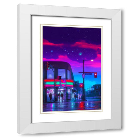 Neon Store White Modern Wood Framed Art Print with Double Matting by Orozco, Danner