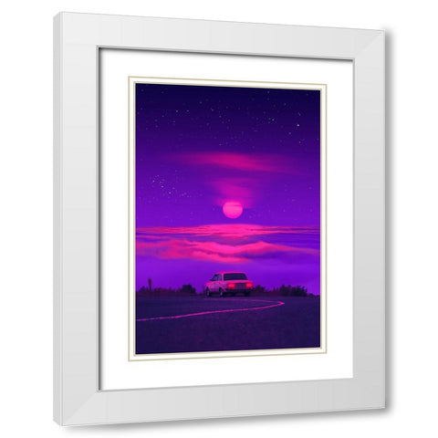 Outrun Driver 3 White Modern Wood Framed Art Print with Double Matting by Orozco, Danner