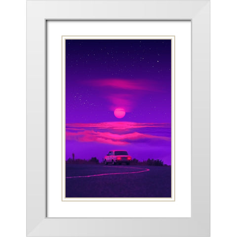 Outrun Driver 3 White Modern Wood Framed Art Print with Double Matting by Orozco, Danner