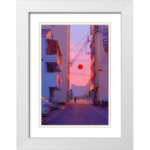 Sundown in Japan White Modern Wood Framed Art Print with Double Matting by Orozco, Danner