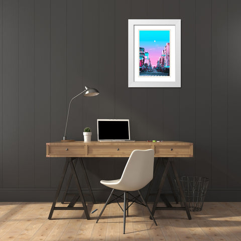 Tokyo Pastel City White Modern Wood Framed Art Print with Double Matting by Orozco, Danner