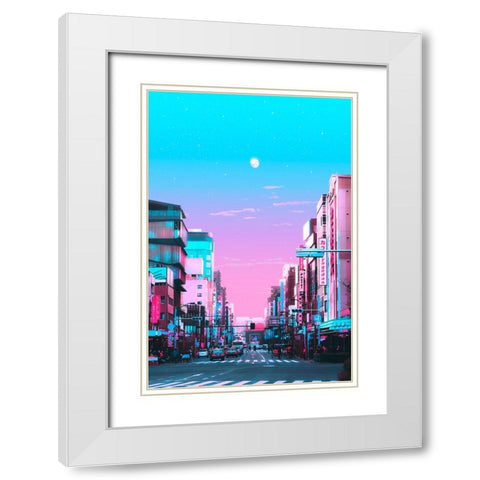 Tokyo Pastel City White Modern Wood Framed Art Print with Double Matting by Orozco, Danner