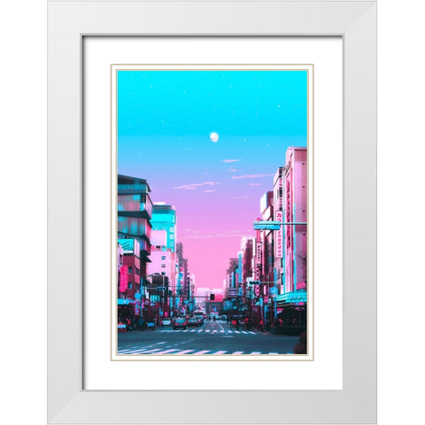 Tokyo Pastel City White Modern Wood Framed Art Print with Double Matting by Orozco, Danner