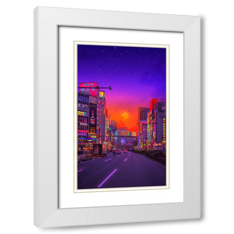 Tokyo Sunset White Modern Wood Framed Art Print with Double Matting by Orozco, Danner