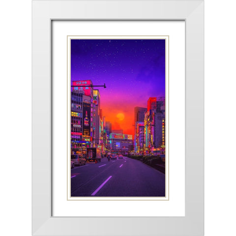 Tokyo Sunset White Modern Wood Framed Art Print with Double Matting by Orozco, Danner