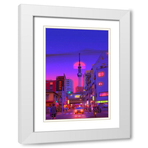 Tokyo Traffic White Modern Wood Framed Art Print with Double Matting by Orozco, Danner