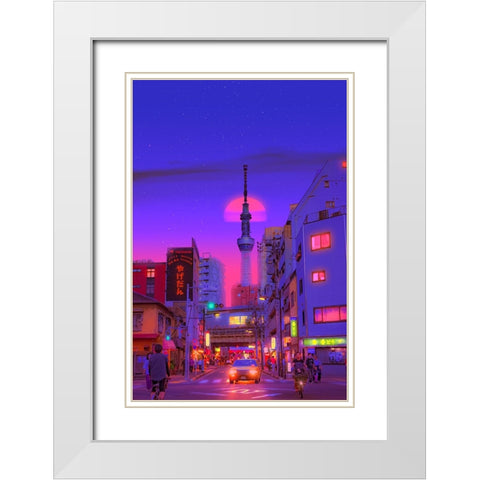 Tokyo Traffic White Modern Wood Framed Art Print with Double Matting by Orozco, Danner
