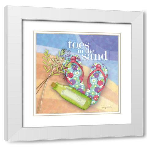 Toes in the Sand White Modern Wood Framed Art Print with Double Matting by Archer, Nancy