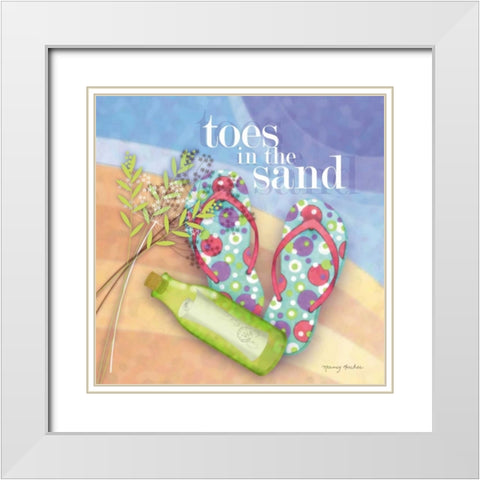Toes in the Sand White Modern Wood Framed Art Print with Double Matting by Archer, Nancy