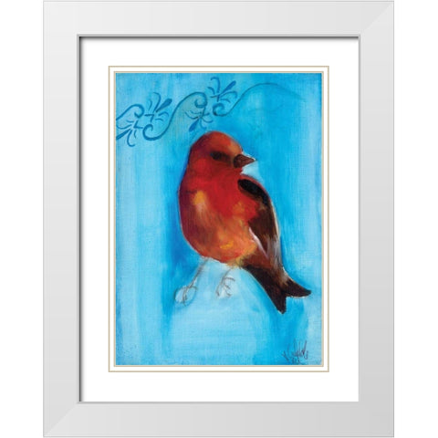 Bird Study II White Modern Wood Framed Art Print with Double Matting by Adkin, Arielle