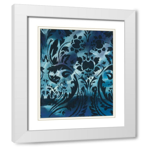 Indigo Patterns I White Modern Wood Framed Art Print with Double Matting by Adkin, Arielle