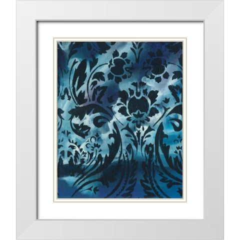 Indigo Patterns I White Modern Wood Framed Art Print with Double Matting by Adkin, Arielle