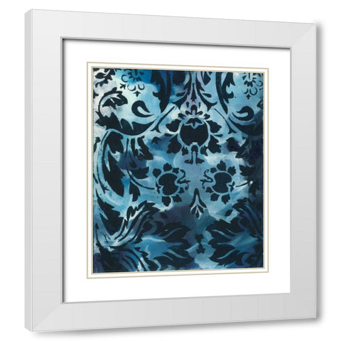 Indigo Patterns III White Modern Wood Framed Art Print with Double Matting by Adkin, Arielle
