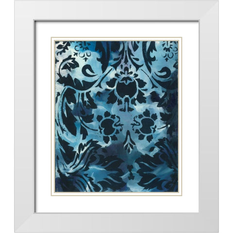 Indigo Patterns III White Modern Wood Framed Art Print with Double Matting by Adkin, Arielle