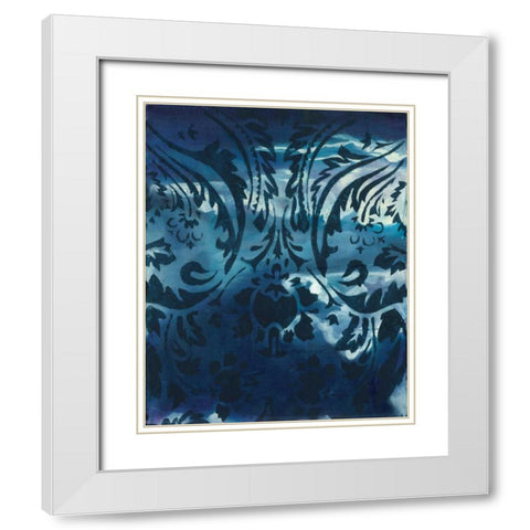 Indigo Patterns IV White Modern Wood Framed Art Print with Double Matting by Adkin, Arielle