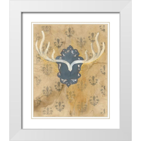 Faux Antlers White Modern Wood Framed Art Print with Double Matting by Adkin, Arielle