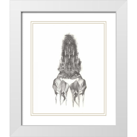 Deer I White Modern Wood Framed Art Print with Double Matting by Adkin, Arielle