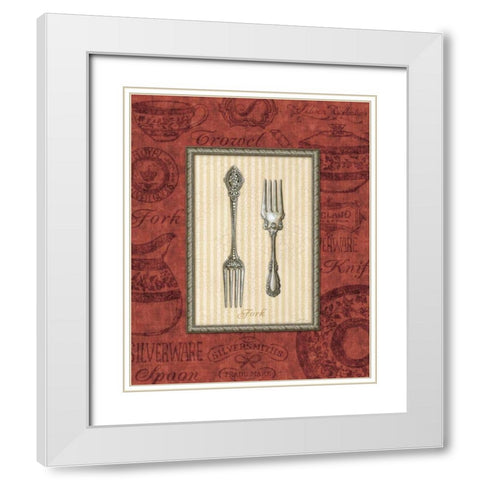 Fork White Modern Wood Framed Art Print with Double Matting by Audrey, Charlene