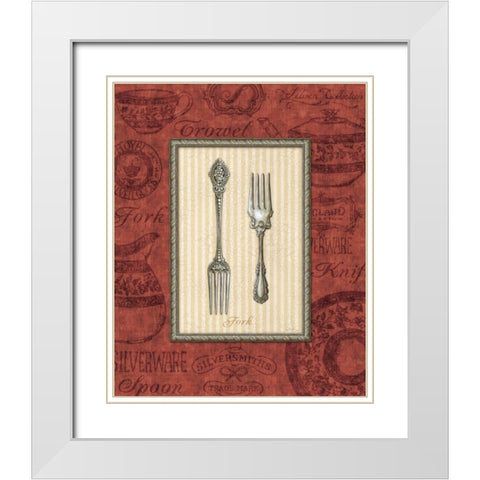 Fork White Modern Wood Framed Art Print with Double Matting by Audrey, Charlene