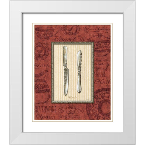 Knife White Modern Wood Framed Art Print with Double Matting by Audrey, Charlene