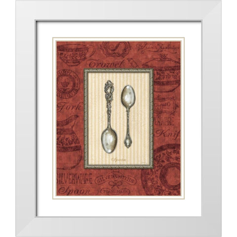 Spoon White Modern Wood Framed Art Print with Double Matting by Audrey, Charlene